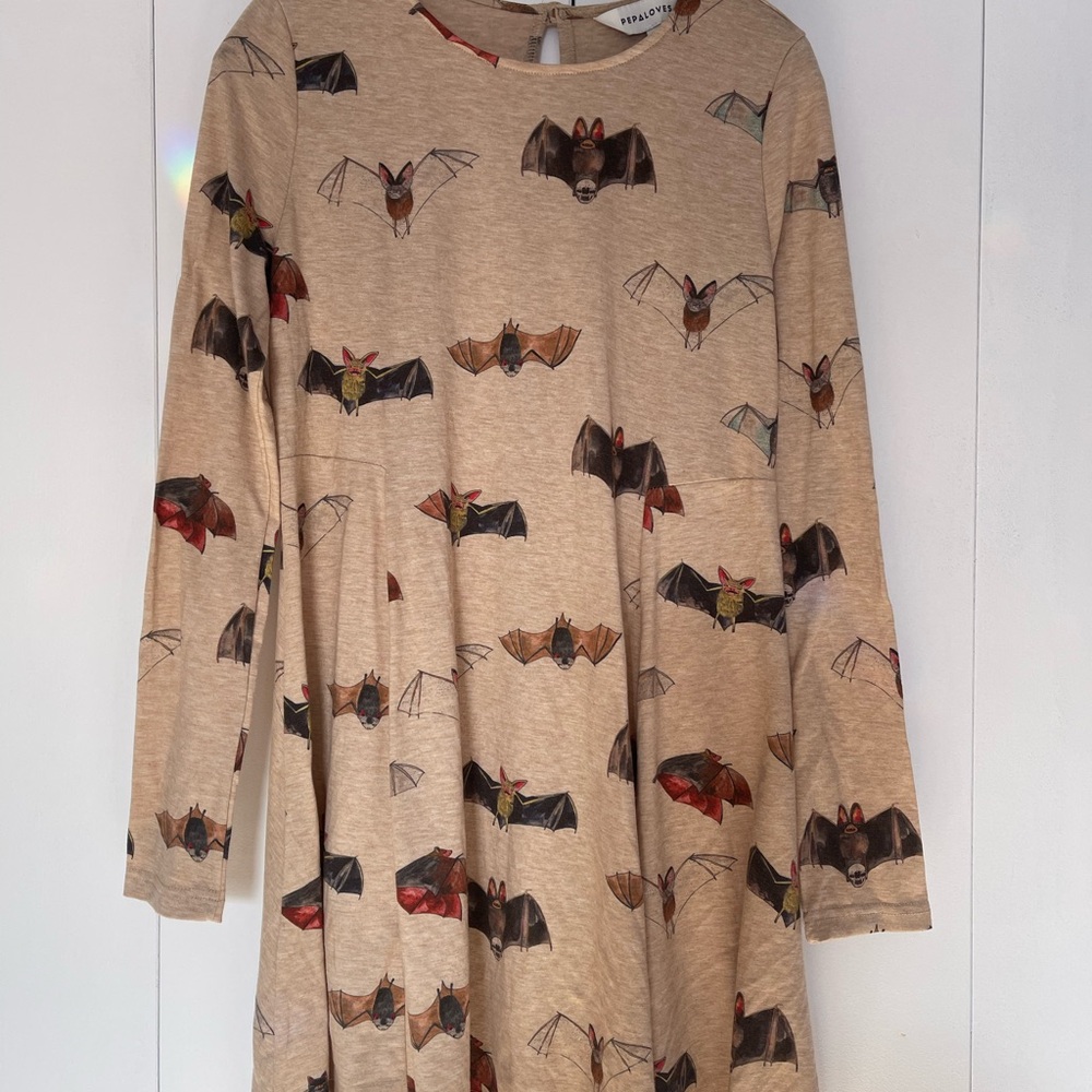 Bat Print Long Sleeve Dress